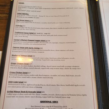 Dish - Menu as of April 2023 - American Near Me - La Canada Flintridge, California