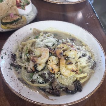 Bartolo's - Truffled Mushrooms Bucatini with shrimp - Italian Near Me - Salt Lake City, Utah Bartolo's - Truffled Mushrooms Bucatini with shrimp - Italian Near Me - Salt Lake City, Utah