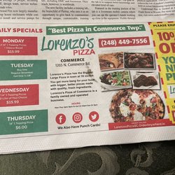 Lorenzo's Pizza - Daily Specials. I took advantage of the Monday special.