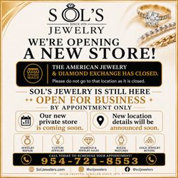 As our new store is being built, we are still available by appointment! Please call or text us at 954-721-8553 for all your jewelry needs!