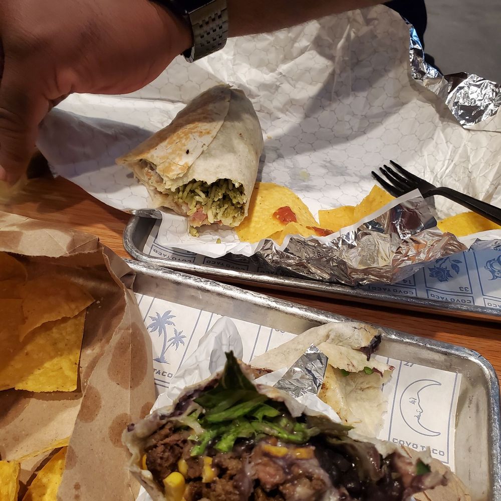 Coyo Taco - Carne Asada Burrito and Grouper Frito Burrito - Mexican Near Me - Miami, Florida Coyo Taco - Carne Asada Burrito and Grouper Frito Burrito - Mexican Near Me - Miami, Florida