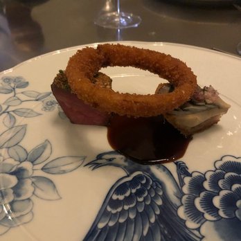 Alinea - wagyu beef course. the onion ring was just an onion ring. woud be considered coog anywhere else. - New American Near Me - Chicago, Illinois Alinea - wagyu beef course. the onion ring was just an onion ring. woud be considered coog anywhere else. - New American Near Me - Chicago, Illinois