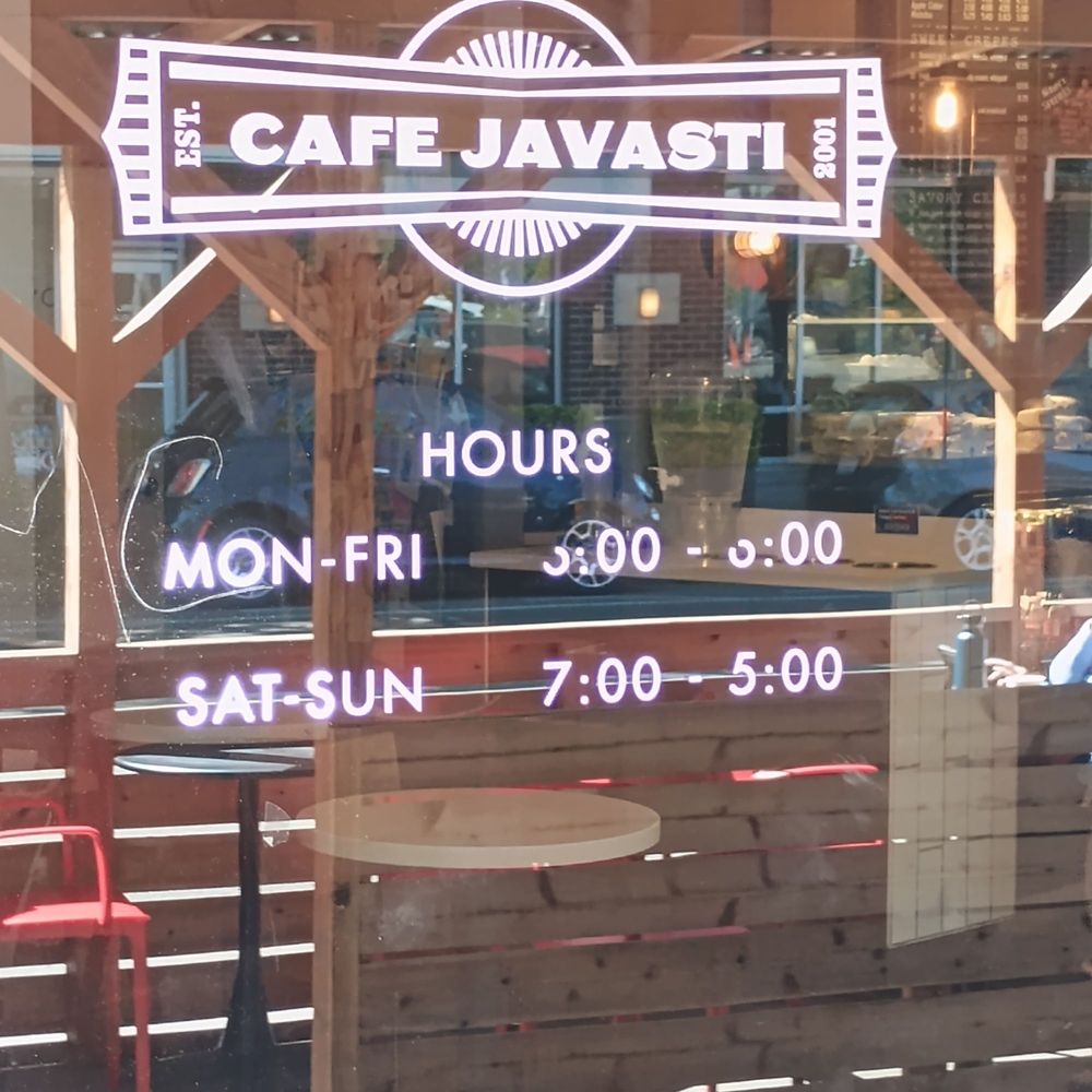 Cafe Javasti - Hours on front door - Coffee & Tea Near Me - Seattle, Washington Cafe Javasti - Hours on front door - Coffee & Tea Near Me - Seattle, Washington