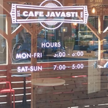 Cafe Javasti - Hours on front door - Coffee & Tea Near Me - Seattle, Washington