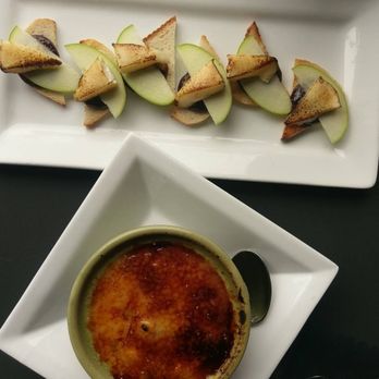 Divvy - Brie two ways: CORN CRÈME BRULÉE and BRULÉED BRIE black mission fig jam. We almost embarrassed ourselves when we licked the bowl clean. - New American Near Me - Carmel, Indiana Divvy - Brie two ways: CORN CRÈME BRULÉE and BRULÉED BRIE black mission fig jam. We almost embarrassed ourselves when we licked the bowl clean. - New American Near Me - Carmel, Indiana