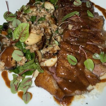 Luke's Kitchen and Bar - New Year's Eve duck with farro and Tokyo turnips. Perfectly rare - Seafood Near Me - Orlando, Florida Luke's Kitchen and Bar - New Year's Eve duck with farro and Tokyo turnips. Perfectly rare - Seafood Near Me - Orlando, Florida
