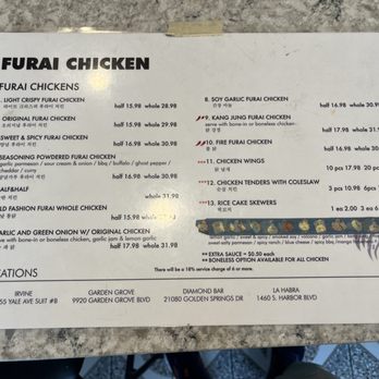 Furai Chicken - Menu - Korean Near Me - Garden Grove, California Furai Chicken - Menu - Korean Near Me - Garden Grove, California