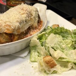 Lasagna with caesar salad