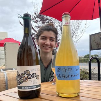 The Study - (L) orange wine from Sardinia, Italy (R) orange Sauv Blanc pet-nat from local winemaker TyTy Wines. - Wine Bars Near Me - Richmond, California