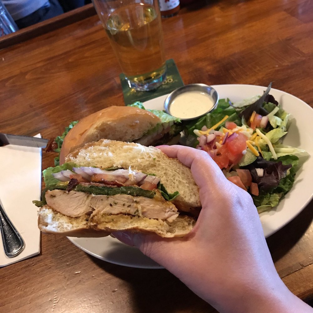 Bar 101 Eats & Drinks - Chicken Santa fa sandwich with a side salad - Sports Bars Near Me - Roseville, California