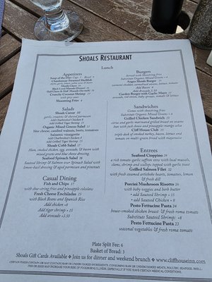 Menu photo 1 The Shoals Restaurant Mussel Shoals, CA Menu photo 1 The Shoals Restaurant Mussel Shoals, CA