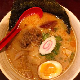 "Miso Tonkotsu Spicy" this was SO spicy. I forgot to mix it around underneath until the end...oops "Miso Tonkotsu Spicy" this was SO spicy. I forgot to mix it around underneath until the end...oops