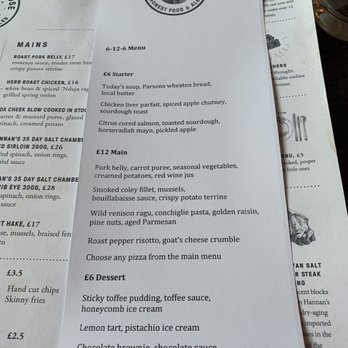 Parson's Nose - Menu - British Near Me - Lisburn, LSB
