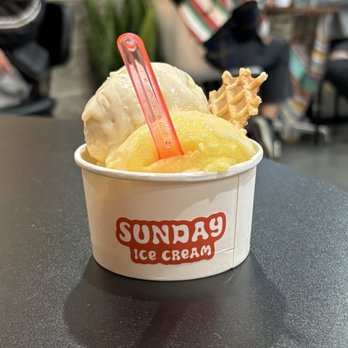 Sunday Ice Cream - Jujube honey and mango passionfruit sorbet - one scoop split into two flavors - Ice Cream & Frozen Yogurt Near Me - San Diego, California Sunday Ice Cream - Jujube honey and mango passionfruit sorbet - one scoop split into two flavors - Ice Cream & Frozen Yogurt Near Me - San Diego, California