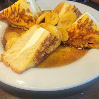 Maple N Jams Cafe - Cream cheese stuffed bananas foster french toast - American Near Me - Burbank, Illinois Maple N Jams Cafe - Cream cheese stuffed bananas foster french toast - American Near Me - Burbank, Illinois