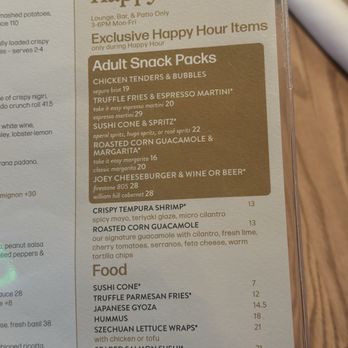 JOEY Valley Fair - Happy hour menu - Sushi Bars Near Me - Santa Clara, California