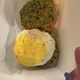 Avacado toast bagel with egg Avacado toast bagel with egg