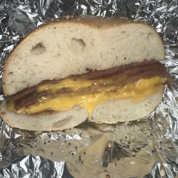 What About A Bagel - Egg, Meat & Cheese with pork roll- salt, pepper and ketchup on an everything bagel - Bagels Near Me - Oakhurst, New Jersey What About A Bagel - Egg, Meat & Cheese with pork roll- salt, pepper and ketchup on an everything bagel - Bagels Near Me - Oakhurst, New Jersey