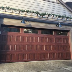 D Bar Garage Doors - 16' x 7' Hillcrest 3000/Recessed Panel/Mahogany Paint