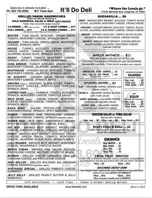 Menu photo 1 It'll Do Deli Longview, TX