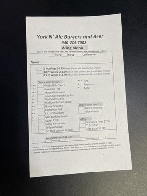 Menu photo 6 York N Ale Valley View, TX