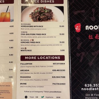 Noodle St - Rice dishes menu 4/20/2023 - Noodles Near Me - Monrovia, California Noodle St - Rice dishes menu 4/20/2023 - Noodles Near Me - Monrovia, California