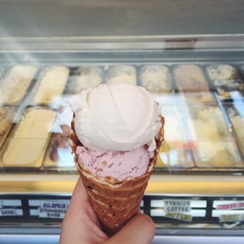 Tara's Organic Ice Cream - Honey lavender on top strawberry rose on bottom - Ice Cream & Frozen Yogurt Near Me - Berkeley, California