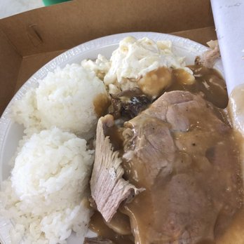 Rainbow Drive-In - Wednesday special roast pork and gravy - Hawaiian Near Me - Honolulu, Hawaii