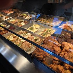 Luby's - Food service line meat options.