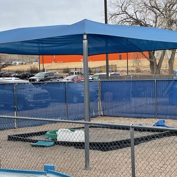 Pride City Awning & Canvas - 20'x19 ' blue awning that is in disrepair. - Awnings Near Me - Pueblo, Colorado Pride City Awning & Canvas - 20'x19 ' blue awning that is in disrepair. - Awnings Near Me - Pueblo, Colorado