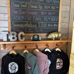 Tobermory Brewing Company and Grill - Wares and beer board.
