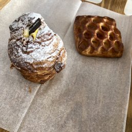 Crème Brûlée Cruffin (left) and Guava Danish (right)