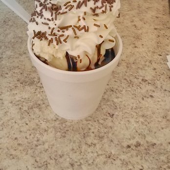 JJ's Soft Serve and More - Hard serve vanilla hot fudge sundae. - Ice Cream & Frozen Yogurt Near Me - Feeding Hills, Massachusetts JJ's Soft Serve and More - Hard serve vanilla hot fudge sundae. - Ice Cream & Frozen Yogurt Near Me - Feeding Hills, Massachusetts