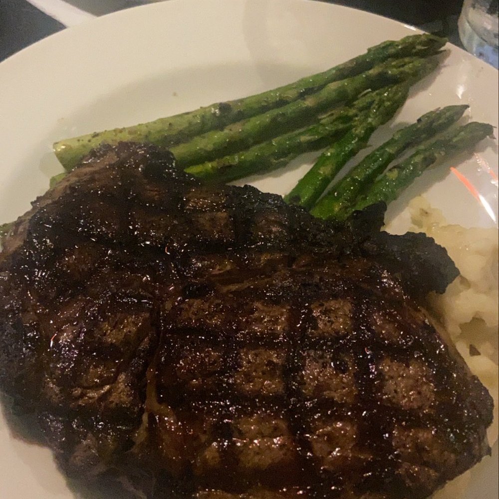 Springs at the Artesian - 12 oz 12 Oz. Ribeye with mashed potatoes and asparagus - American Near Me - Sulphur, Oklahoma Springs at the Artesian - 12 oz 12 Oz. Ribeye with mashed potatoes and asparagus - American Near Me - Sulphur, Oklahoma
