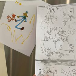 Kids Moving Ahead - Pictures drawn by my 5 yr after a year of working with Kristine. A year earlier (at 4.5) he was drawing at the equivalent of a 2.5 year old.