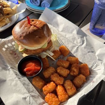 Tamiami Tap - Vegan chicken sandwich with tater tot's - Bars Near Me - Sarasota, Florida Tamiami Tap - Vegan chicken sandwich with tater tot's - Bars Near Me - Sarasota, Florida