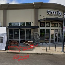 Steel Pail - This is the area where I "parked" my trolley with my shopping. Not a single client but crazy Karen did not like it.