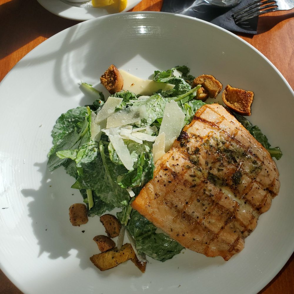 The Grove Kitchen & Gardens - Kale salad w/ Salmon - American Near Me - Tyler, Texas The Grove Kitchen & Gardens - Kale salad w/ Salmon - American Near Me - Tyler, Texas