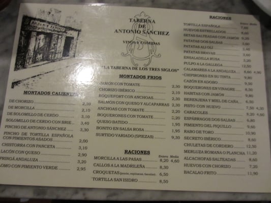 Menu photo 5 Taberna de Antonio Sánchez Madrid, M