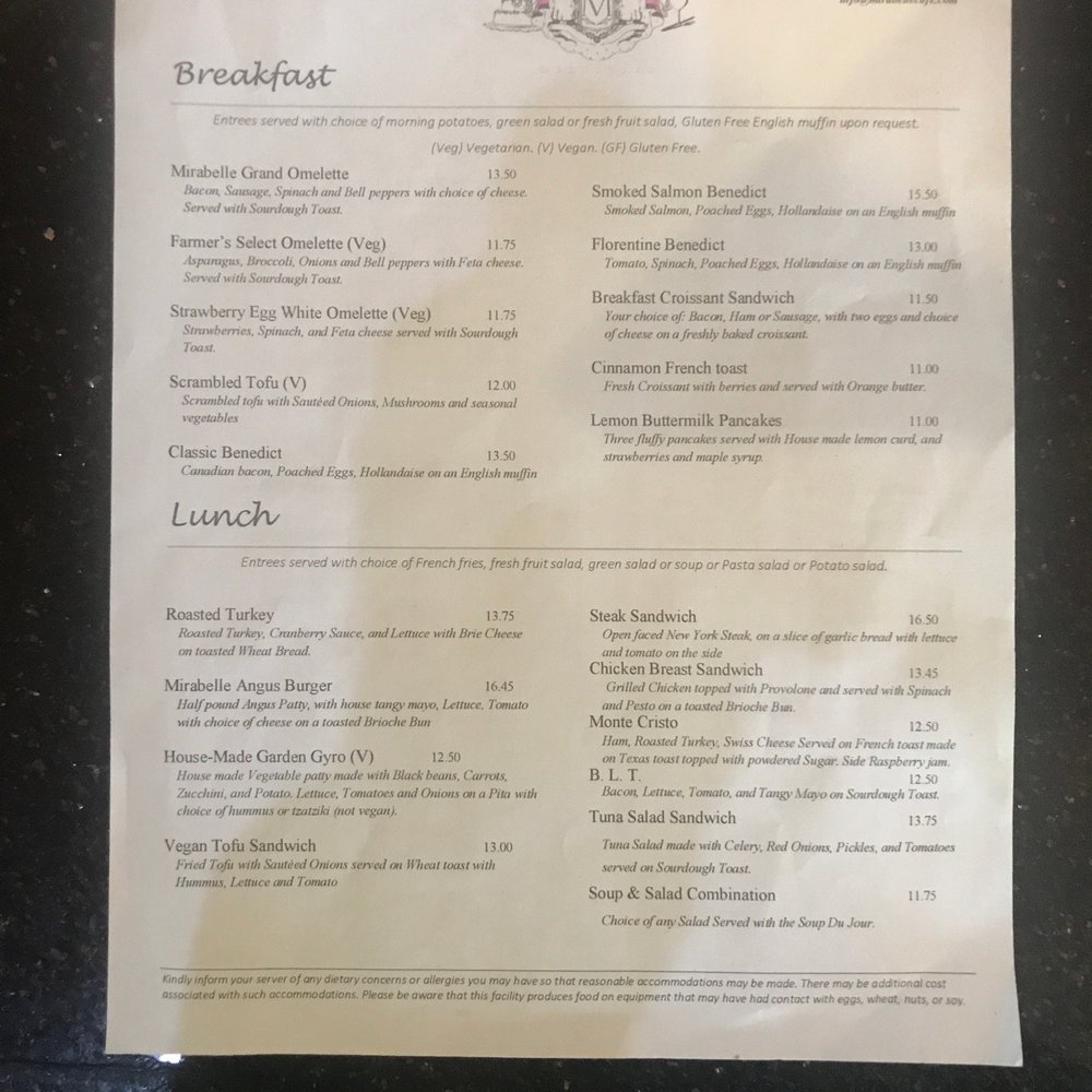 Mirabelle Cafe - Menu - Desserts Near Me - Fair Oaks, California