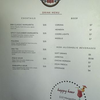 Ochos 888 - Drinks 8/15/2025 - Peruvian Near Me - Honolulu, Hawaii Ochos 888 - Drinks 8/15/2025 - Peruvian Near Me - Honolulu, Hawaii