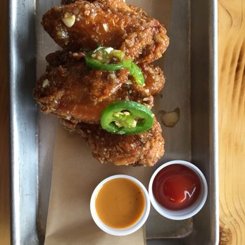 Blurr Kitchen - Chicken wings! $6 They r not way over the top but def yummy for the price. - Asian Fusion Near Me - Santa Clara, California Blurr Kitchen - Chicken wings! $6 They r not way over the top but def yummy for the price. - Asian Fusion Near Me - Santa Clara, California
