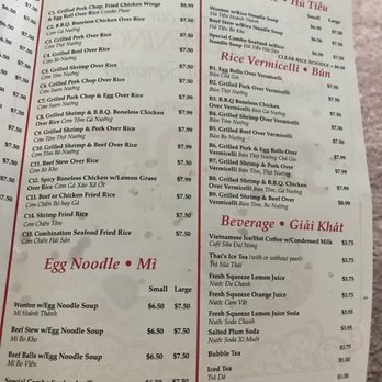 Pho Nguyen - Right half of pre-opening menu  It looks like mostly proper Viet fare - Vietnamese Near Me - Kokomo, Indiana