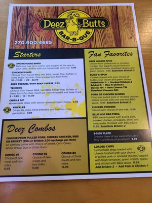 Menu photo 3 Deez Butts Elizabethtown, KY