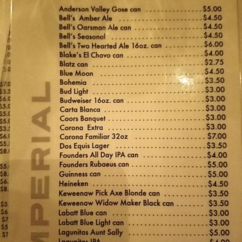 Imperial - Menu - Bars Near Me - Ferndale, Michigan