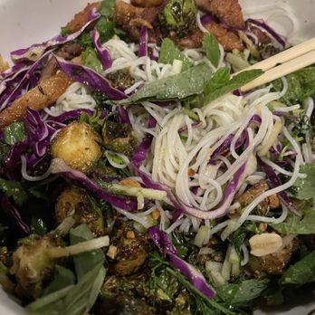 Thai Pop - Noodles and brussels sprouts with crispy pork. - Thai Near Me - Rochester, Minnesota Thai Pop - Noodles and brussels sprouts with crispy pork. - Thai Near Me - Rochester, Minnesota