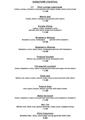Menu photo 3 Tig Kitchen and Bar Seattle, WA