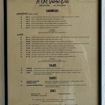 A.T.M. Vegan Deli - Menu - Vegan Near Me - Brooklyn, New York