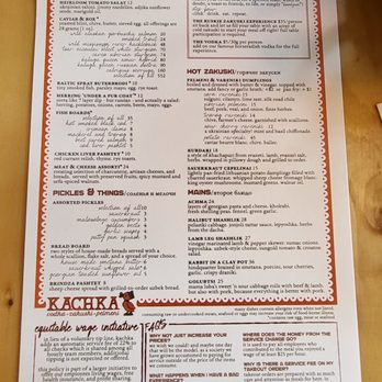 Kachka - Menu (3 of 4). 9/22/2022 - Russian Near Me - Portland, Oregon