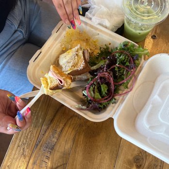 Café Etoile - This is the almost finished Croque Madame and Vinice showing off her nails. - French Near Me - Berkeley, California Café Etoile - This is the almost finished Croque Madame and Vinice showing off her nails. - French Near Me - Berkeley, California